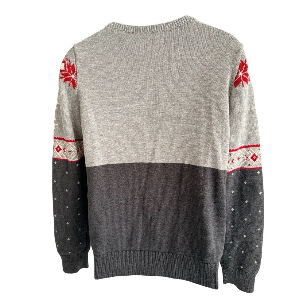 Chaps Women Sweater‎ M Gray Fair Isle Reindeer Graphics Ski Cotton Soft Stretchy - Picture 5 of 8
